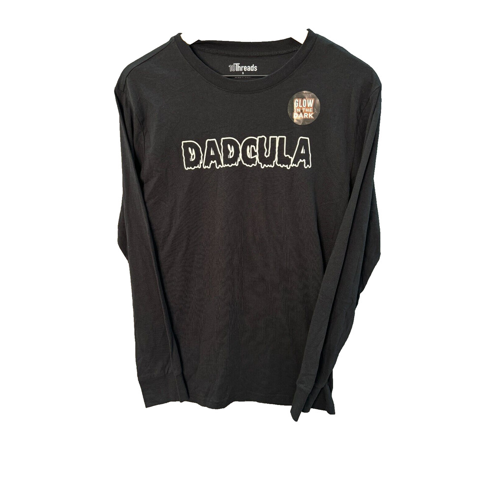 10 Threads‎ Men’s Dadcula Glow in Dark Halloween Long Sleeve Tee Small